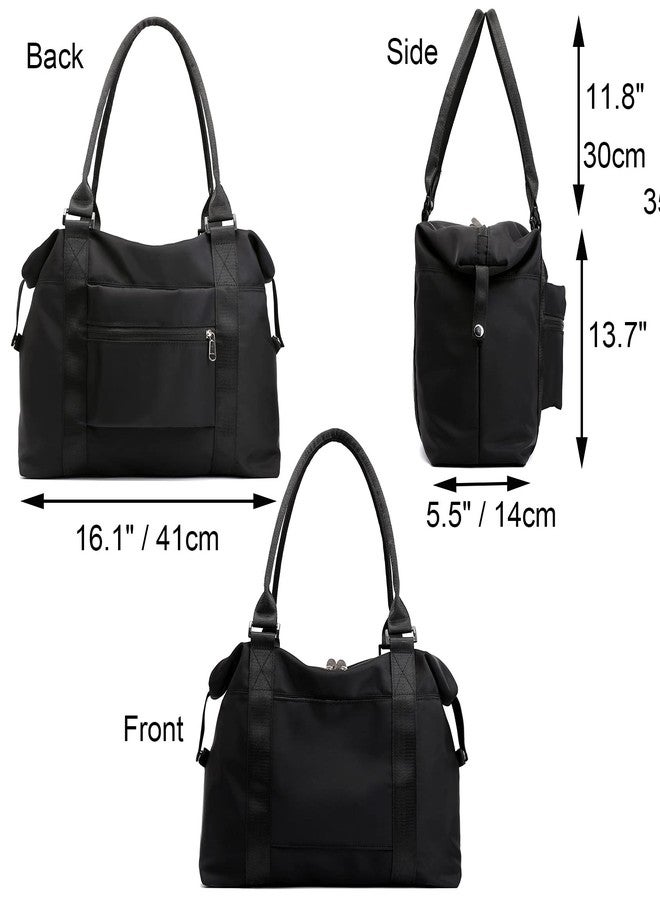 JSAHAH Women Tote Bag Travel Duffel Bag Carry On Luggage Bag Sports Gym Bag (Black) - Image 3